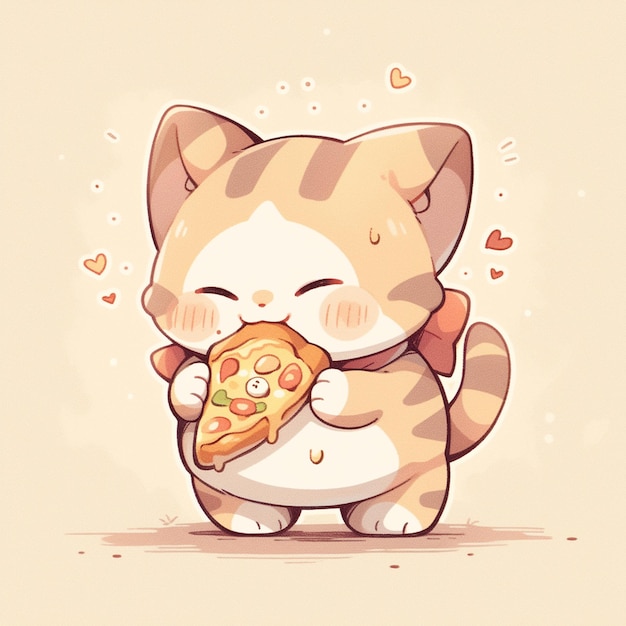 cute cat with pizza