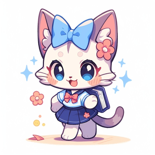 Premium AI Image | cute cat with school