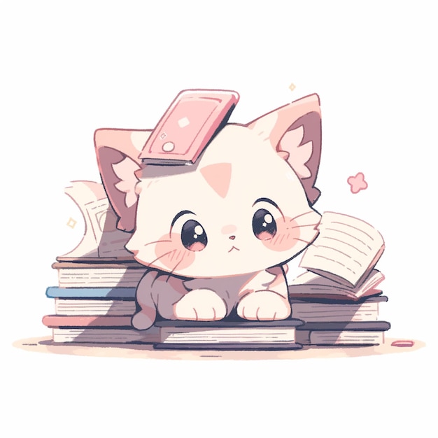 Photo cute cat with school