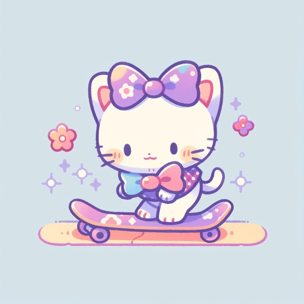 cute cat with skateboard