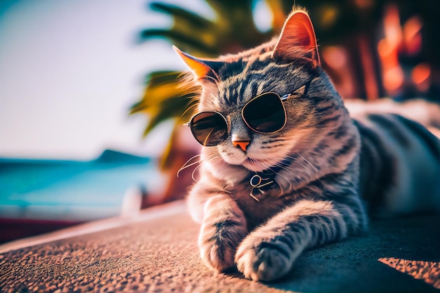 Cute cat with sunglasses Generative AIxA