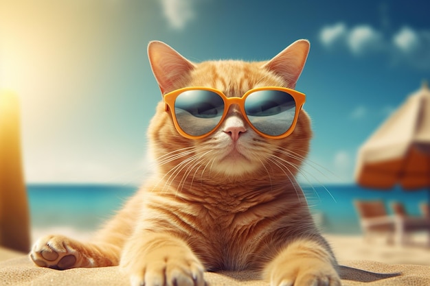 Photo cute cat with sunglasses