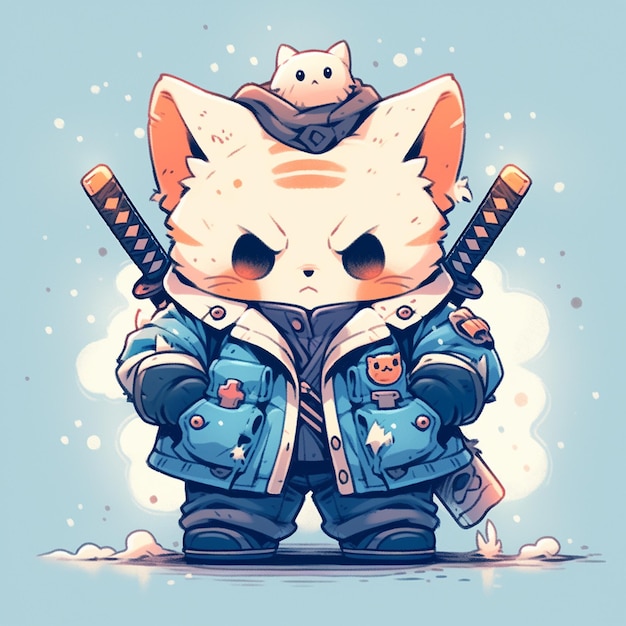 cute cat with sword