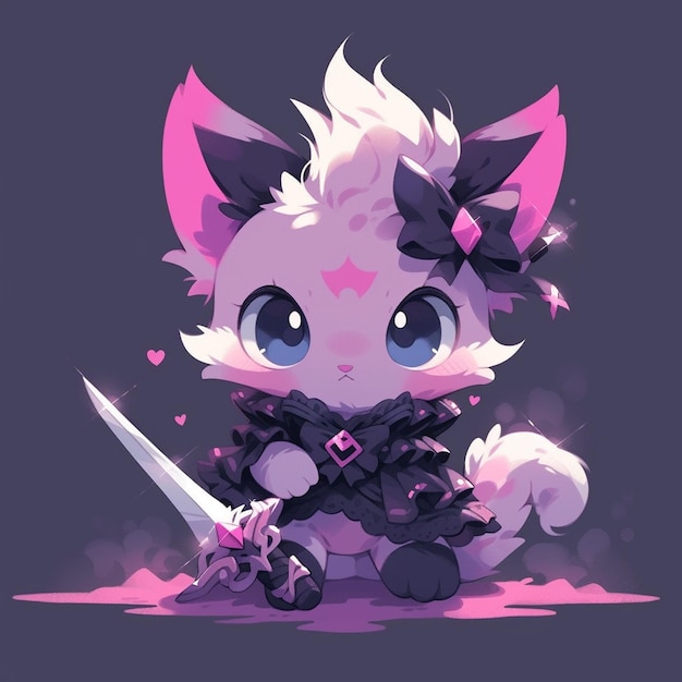 cute cat with sword