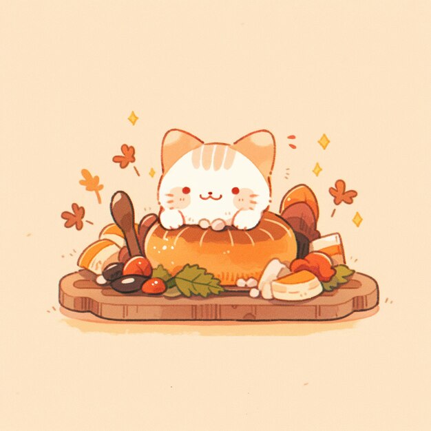 cute cat with thanksgiving