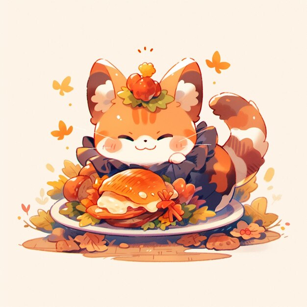 Photo cute cat with thanksgiving