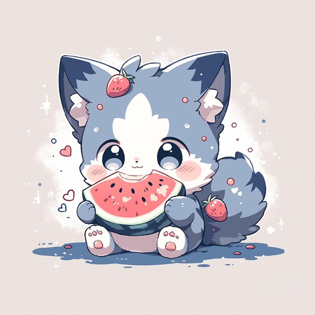 Premium AI Image | cute cat with watermelon