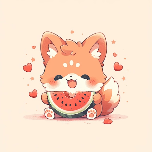 Premium AI Image | cute cat with watermelon