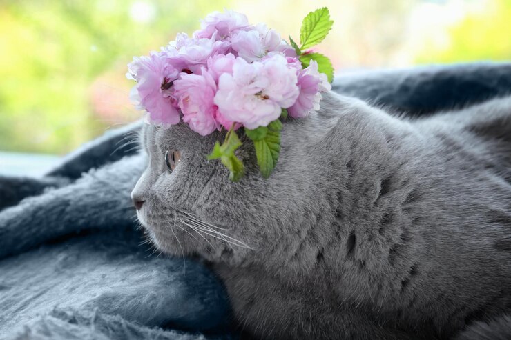 Фотография милый кот с венком лежит дома