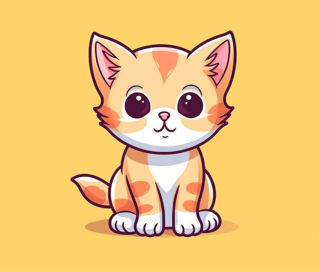 Cute cat with a yellow background.