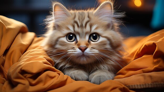 cute cat on the wooden background