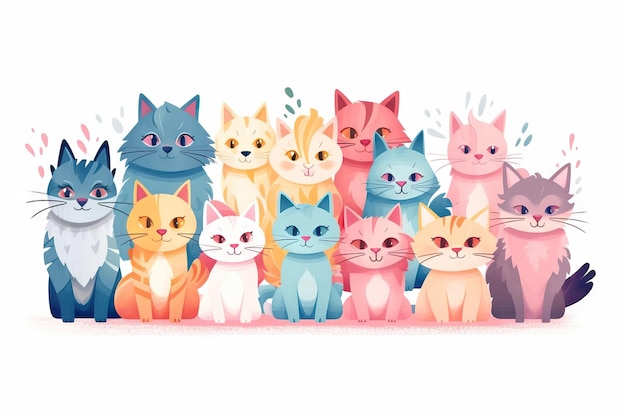 Cute cats colorful cat day background