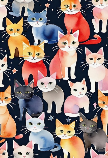 Cute Cats Fabric Nursery Pattern