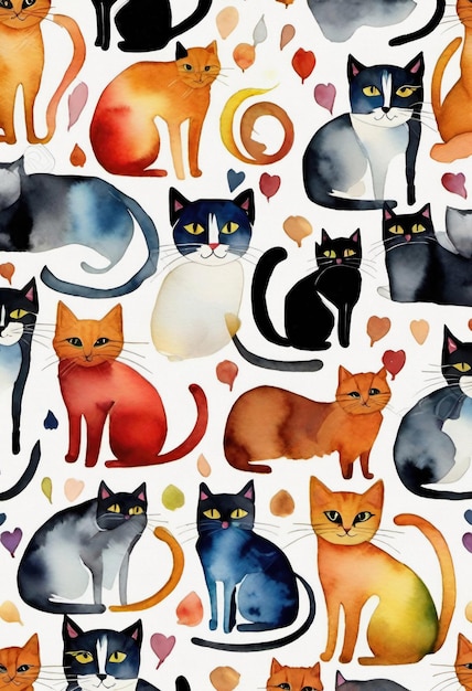 Cute Cats Fabric Nursery Pattern