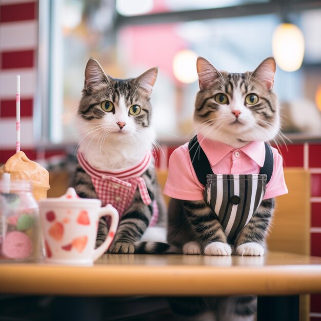 Cute cats in human clothes 8k hd photography
