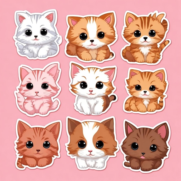 Photo cute cats set on background