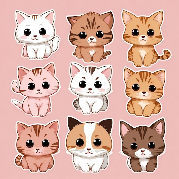 Cute cats set on background