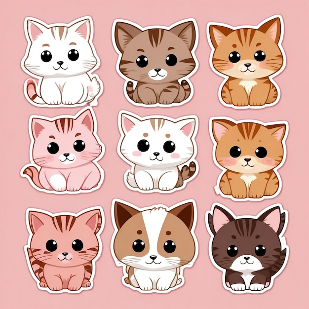 Cute cats set on background