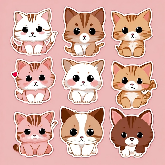 Photo cute cats set on background