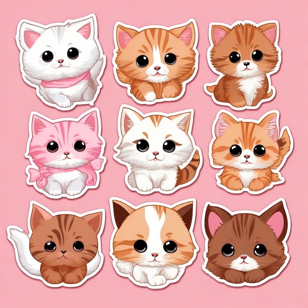 Cute cats set on background