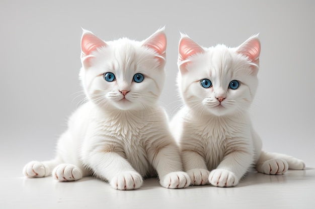 cute cats on white background