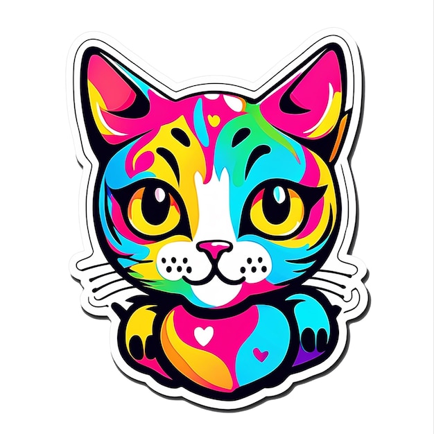 Photo cute cats with colorful colors aigenerated