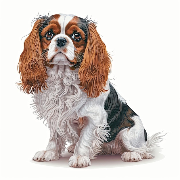 Cute cavalier king dog illustration