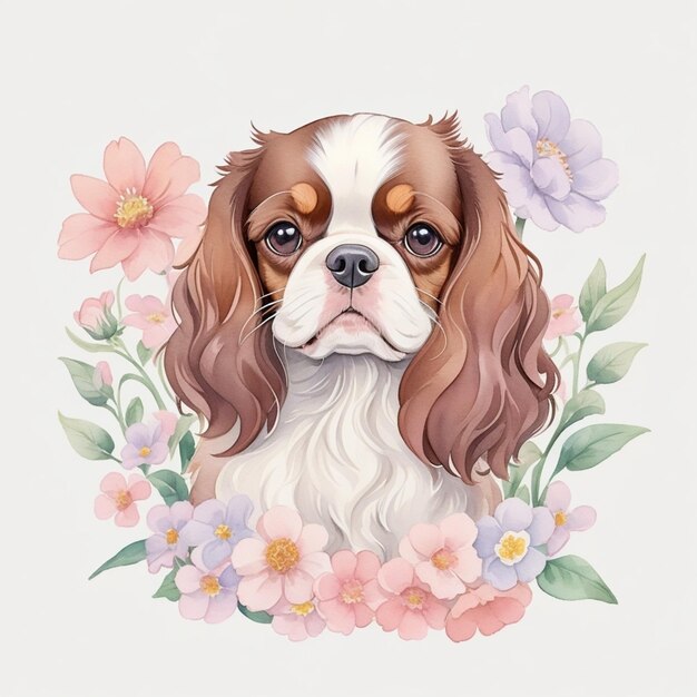 Cute cavalier spaniel dog generative ai