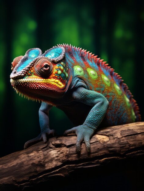 Cute Chameleon on a Log