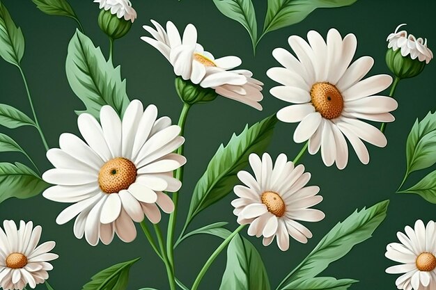 Cute chamomile illustrated pattern illustration generative ai