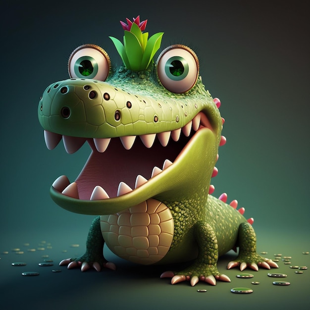 Cute character cartoon crocodile