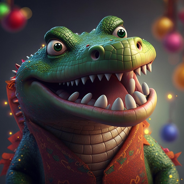 Cute character cartoon crocodile