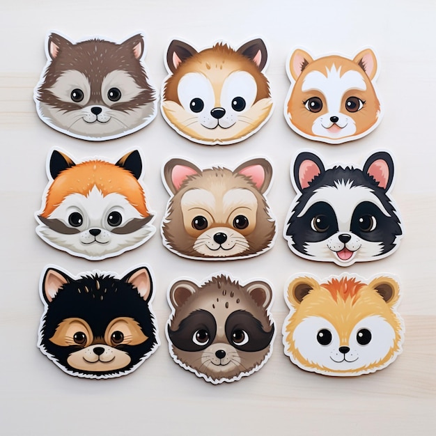 Cute and charming animal face stickers