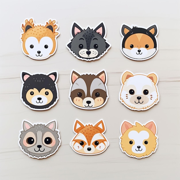 Cute and charming animal face stickers