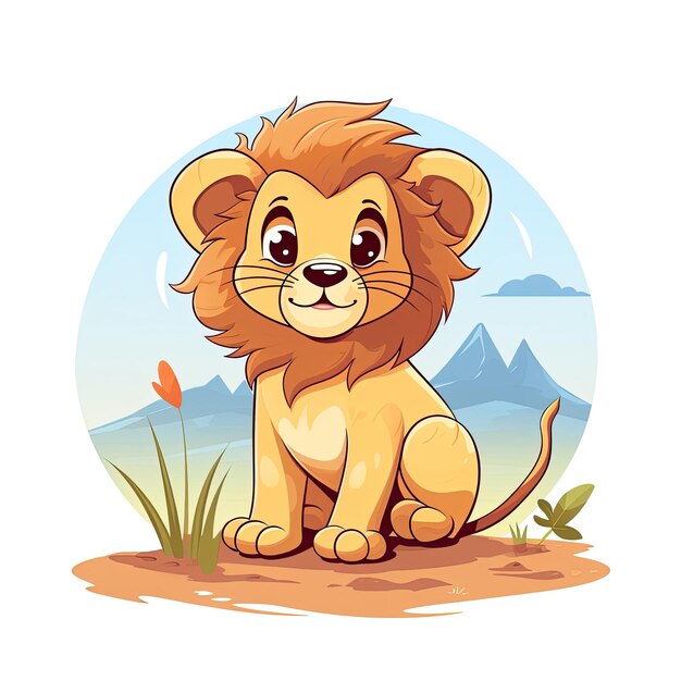 Photo a cute and charming lion character in vector illustration