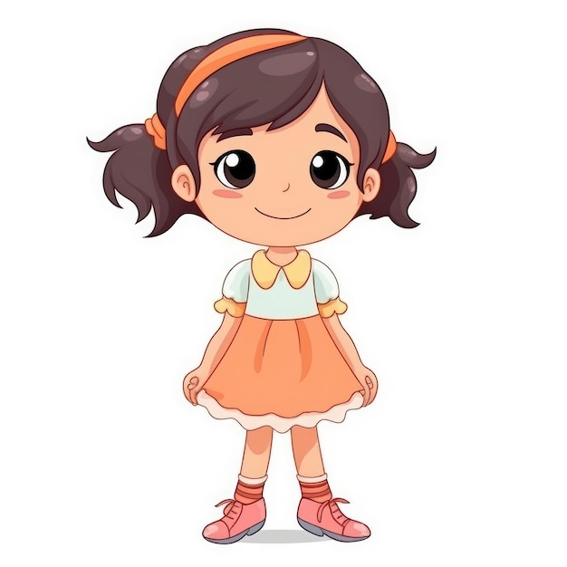 白い背景に分離されたかわいい陽気な女の子生成 AI