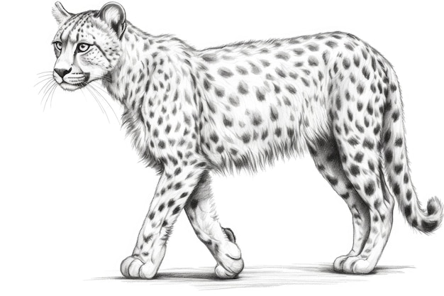 Cute Cheetah drawing on white background generative AI