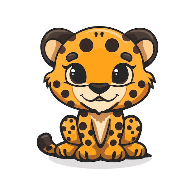 cute cheetah emblem logo cartoon