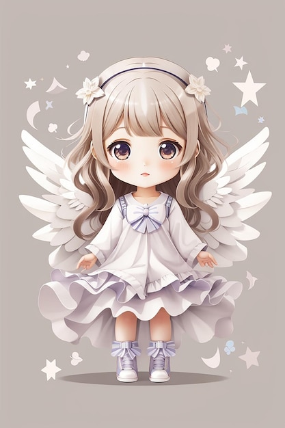 Cute chibi angel girl illustration