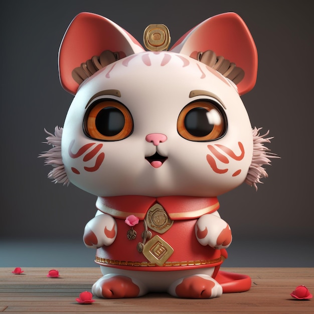 cute chibi cat representing lunar new year 3d unreal