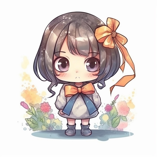 Cute Chibi girl Watercolor