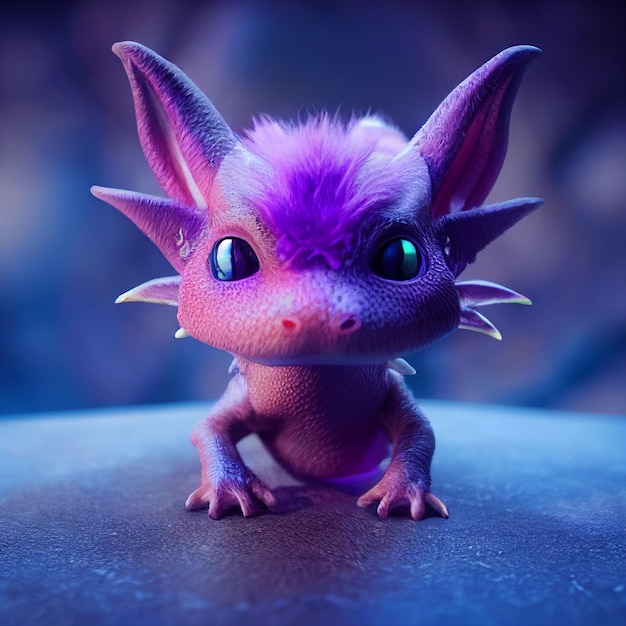 Cute chibi little dragon fantasy illustration