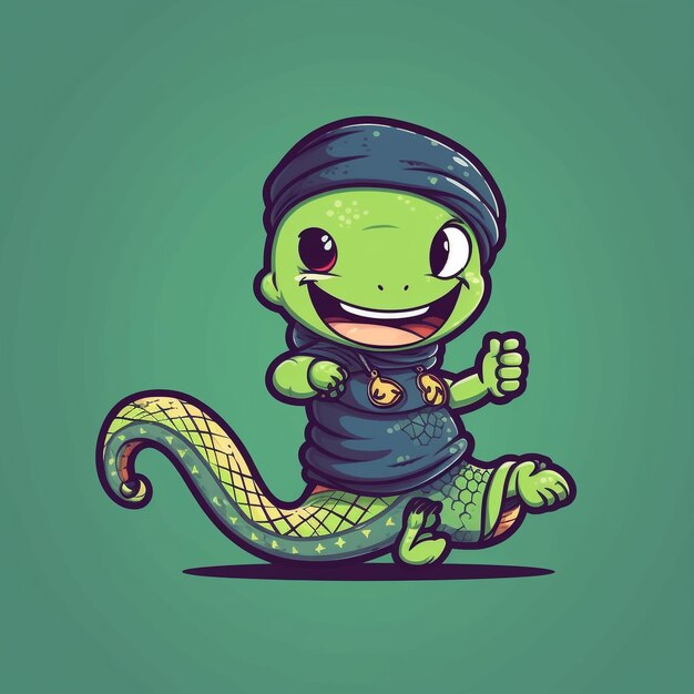 cute chibi snake dancing tshirt vector design