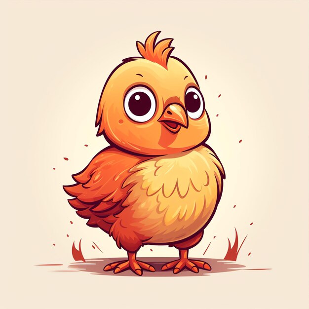Photo cute chicken illustration in cartoon style