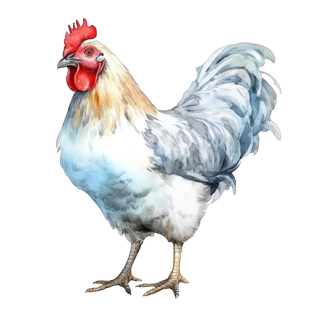 かわいい鶏の水彩イラスト動物と農場のクリップアート
