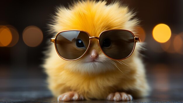 Photo cute chicken wearing sunglasses