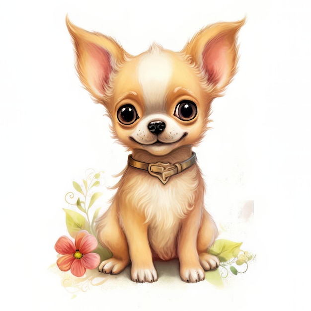 Cute chihuahua puppy on a white background Vector illustration