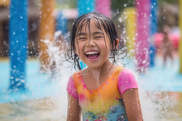 写真 可愛い子供がウォーターパークを楽しんでいる