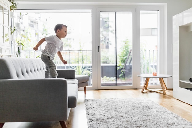 Cute child at home in the living room