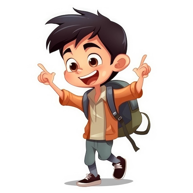 Photo cute child with backpack back to school generative ai